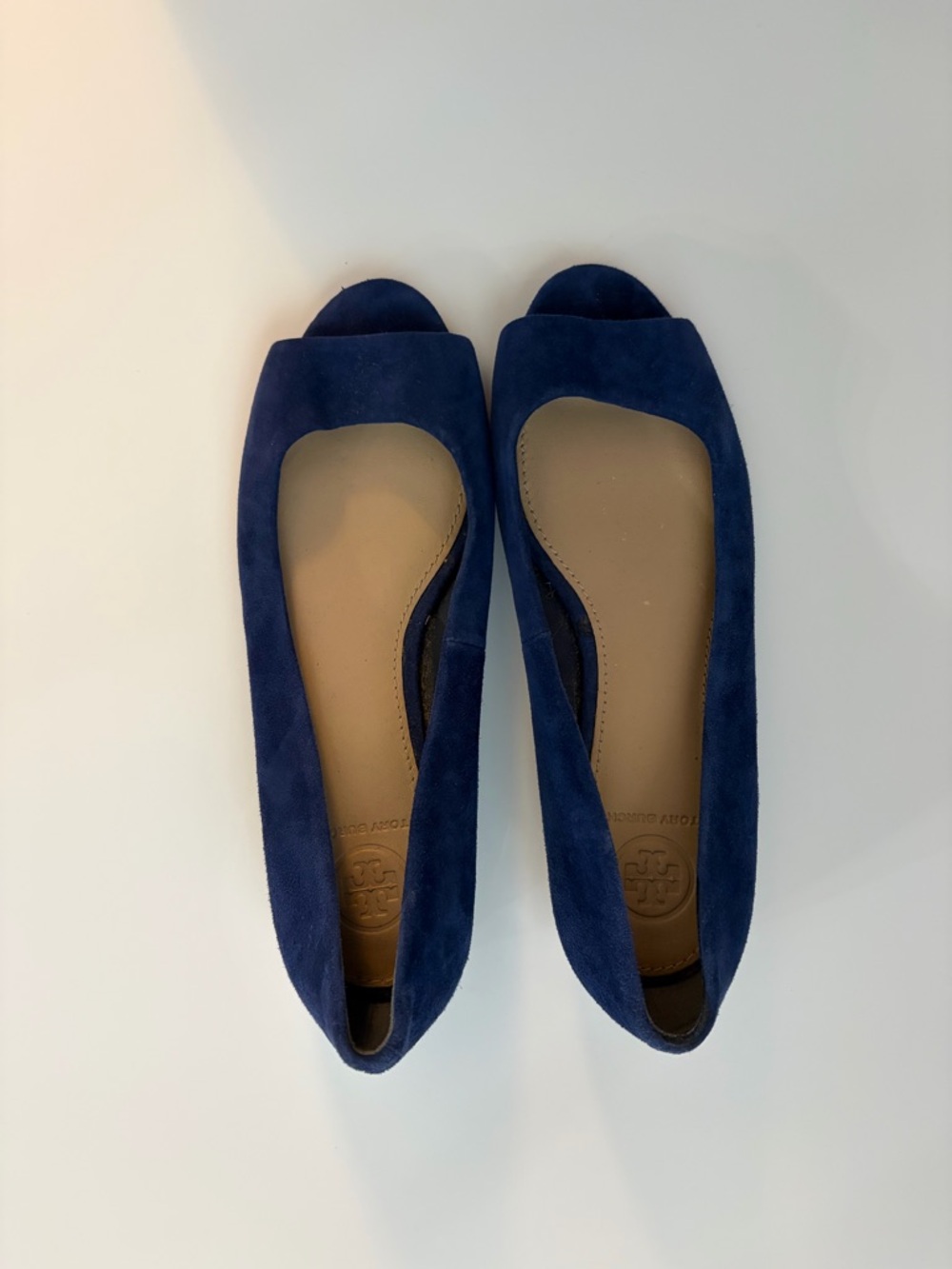 Tory Burch Women’s Suede Peep-Toe Flats